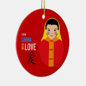 愛の中国-男の子の採用の赤い糸から セラミックオーナメント (右)