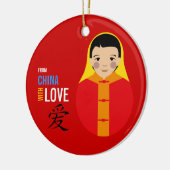 愛の中国-男の子の採用の赤い糸から セラミックオーナメント (左)