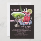 愛の乾杯グロテスクなカクテル ブライダルシャワー 招待状 (正面)