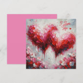 愛の二つの抽象的なハートの絵のバレンタイン シーズンカード (正面/裏面)