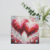 愛の二つの抽象的なハートの絵のバレンタイン シーズンカード (スタンド正面)