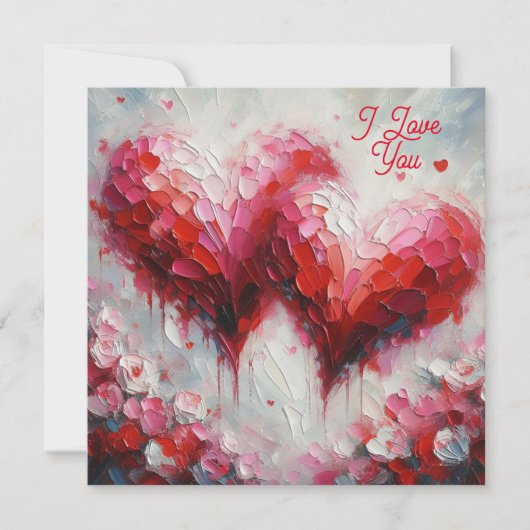 愛の二つの抽象的なハートの絵のバレンタイン シーズンカード (正面)