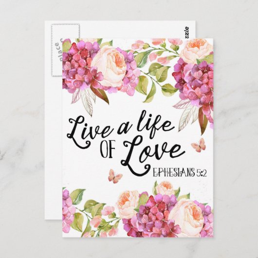 愛の人生を生きるエペソ引用文葉書 ポストカード (正面/裏面)