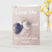 愛の人生 – 前向き引用文 – はがき カード (黄色い花)