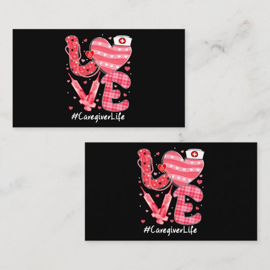 愛の介護者の生活ナースかわいいハートヴァレンティネスDa 名刺 (正面/裏面)