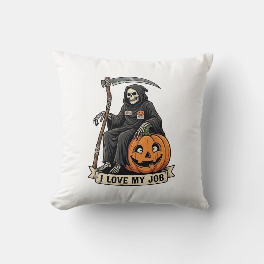愛の仕事死神ハロウィンカボチャ大鎌_1 クッション (正面)