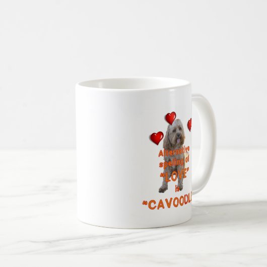 愛の代わりとなるスペリングはCAVOODLEです コーヒーマグカップ (正面右)