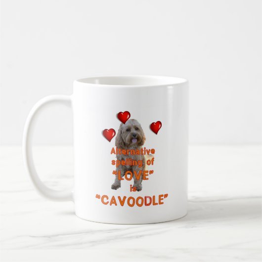 愛の代わりとなるスペリングはCAVOODLEです コーヒーマグカップ (左)