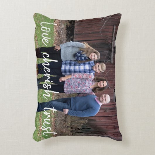 愛の信頼の家族カスタムの写真枕 アクセントクッション (正面(垂直))