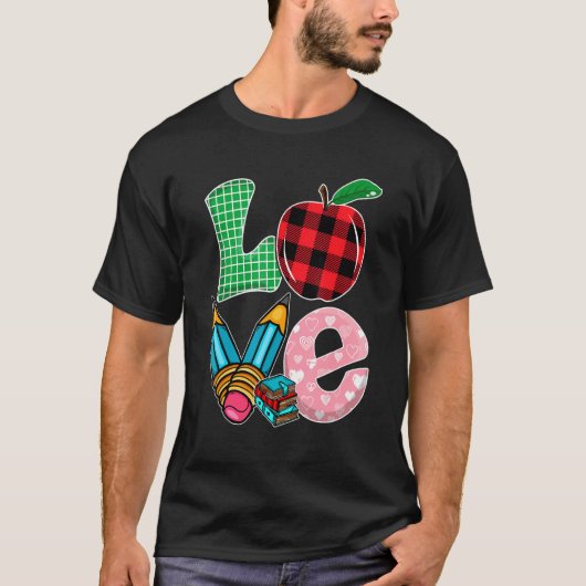 愛の先生鉛筆教育教師感謝 Tシャツ (正面)