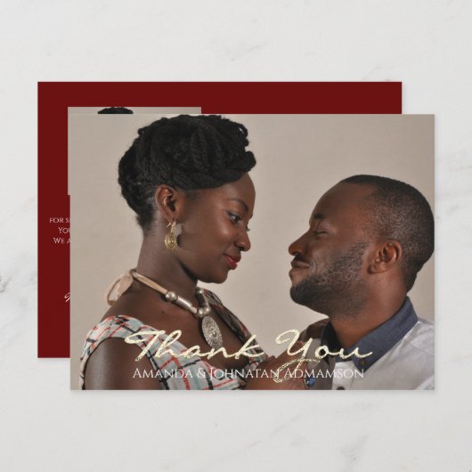 愛の写真で結婚ありがとうGolden Script Maro ポストカード (正面/裏面)