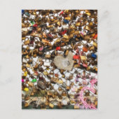 愛の写真の南京錠のフェンス ポストカード (正面)