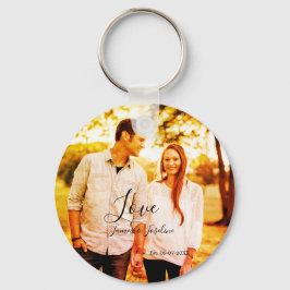 愛の写真の追加の名前セット。年結婚の夫婦 キーホルダー
