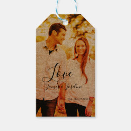 愛の写真の追加の名前セット。年結婚の夫婦 ギフトタグ