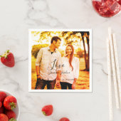 愛の写真の追加の名前セット。年結婚の夫婦 スタンダードカクテルナプキン (インサイチュ)