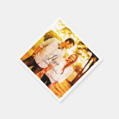 愛の写真の追加の名前セット。年結婚の夫婦 スタンダードカクテルナプキン (角)