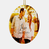 愛の写真の追加の名前セット。年結婚の夫婦 セラミックオーナメント (右)