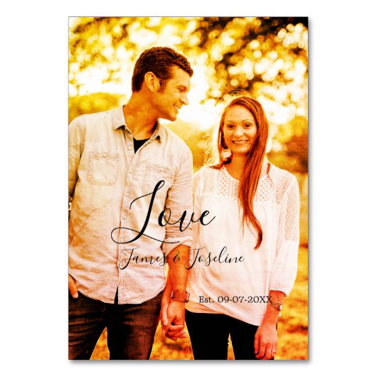 愛の写真の追加の名前セット。年結婚の夫婦 テーブルナンバー (正面)