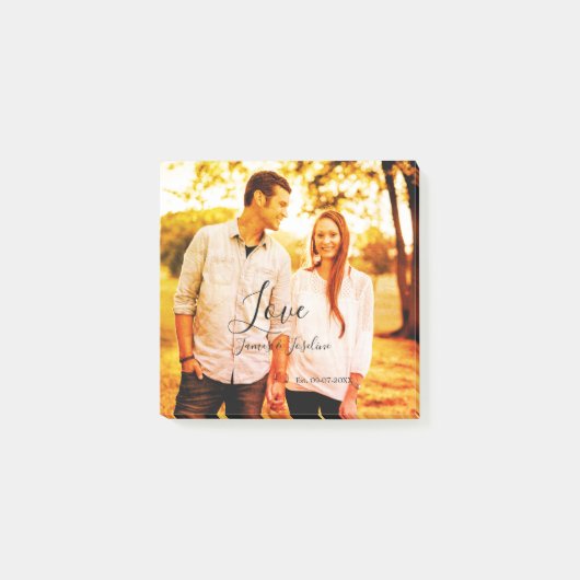 愛の写真の追加の名前セット。年結婚の夫婦 ポストイット (正面)