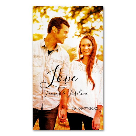 愛の写真の追加の名前セット。年結婚の夫婦 マグネット名刺 (正面縦)