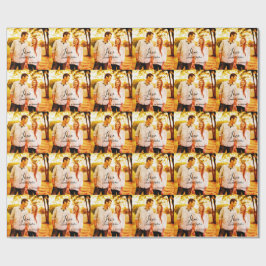 愛の写真の追加の名前セット。年結婚の夫婦 ラッピングペーパー