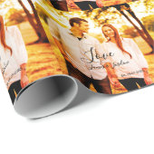 愛の写真の追加の名前セット。年結婚の夫婦 ラッピングペーパー (ロールコーナー)