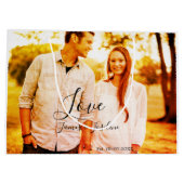 愛の写真の追加の名前セット。年結婚の夫婦 ラージペーパーバッグ (裏面)