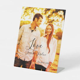 愛の写真の追加の名前セット。年結婚の夫婦 台座サイン