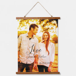 愛の写真の追加の名前セット。年結婚の夫婦 吊り下げ型タペストリー