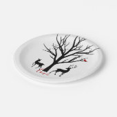 愛の冬にシルエットディアカップル ペーパープレート (アングル)