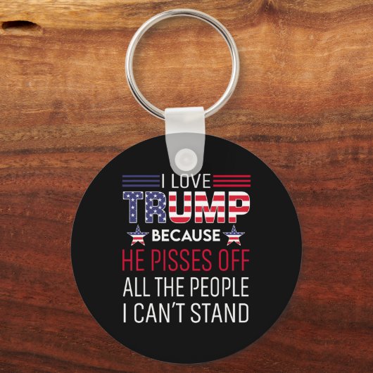 愛の切り株は彼が私ができる人々を怒らせるから キーホルダー (正面)