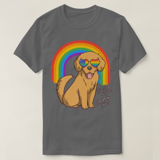 愛の力はあなたをLgbtのゲイゴールデンレター Tシャツ (デザイン正面)