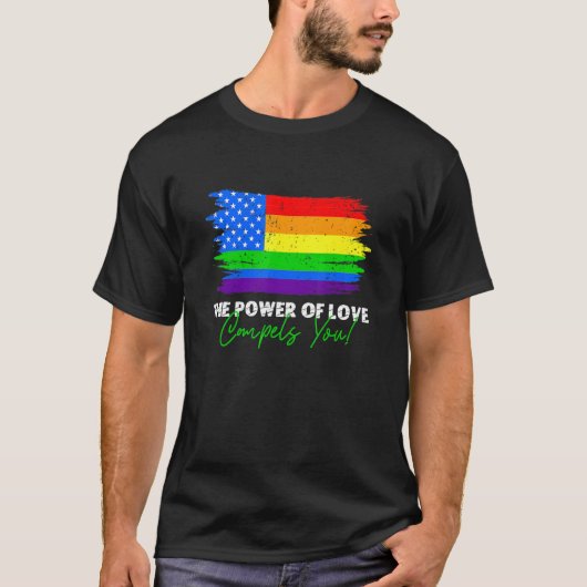 愛の力はあなたをLgbt Usa虹4th Tシャツ (正面)