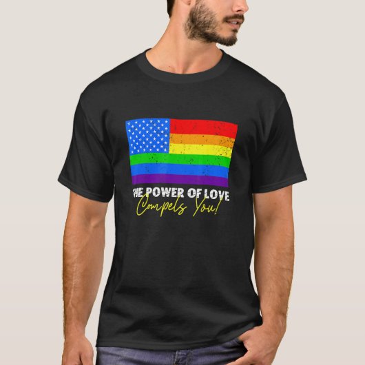 愛の力はあなたをLgbt Usa虹4th Tシャツ (正面)