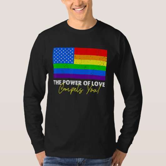 愛の力はあなたをLgbt Usa虹4th Tシャツ (正面)