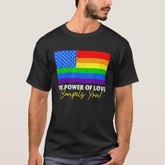 愛の力はあなたをLgbt Usa虹4th Tシャツ (正面)