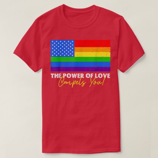 愛の力はあなたをLgbt Usa虹4th Tシャツ (デザイン正面)