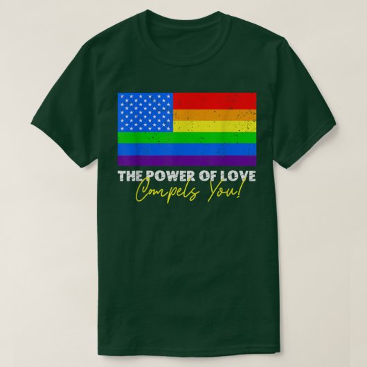 愛の力はあなたをLgbt Usa虹4th Tシャツ (デザイン正面)