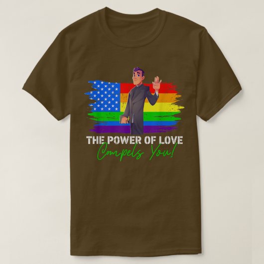 愛の力はLGBTのゲイプライドを魅了する Tシャツ (デザイン正面)