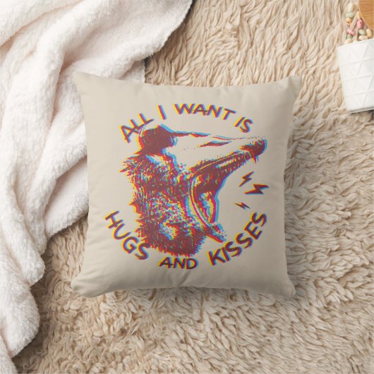 愛の動物のミームを望むオおもしろいポッサム クッション (ブランケット)