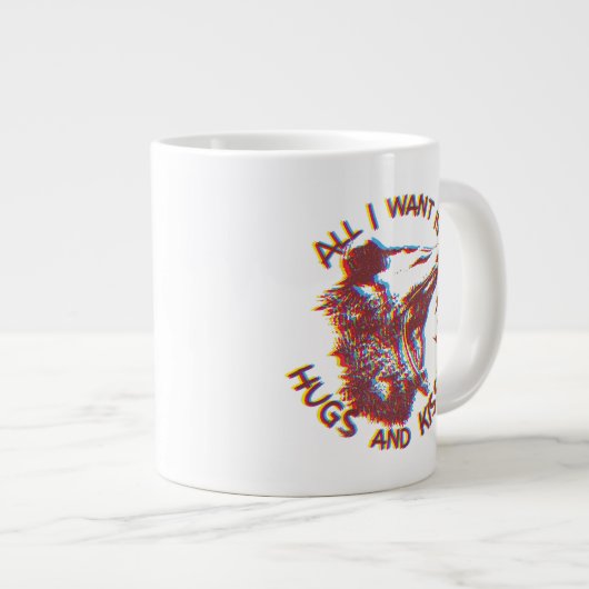 愛の動物のミームを望むオおもしろいポッサム ジャンボコーヒーマグカップ (正面右)