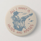 愛の動物のミームを望むオおもしろいポッサム 缶バッジ (正面)