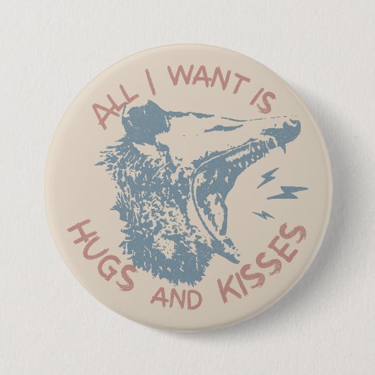 愛の動物のミームを望むオおもしろいポッサム 缶バッジ (正面)