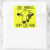 愛の動物は、彼ら食べはビーガンシール。 スクエアシール (バッグ)