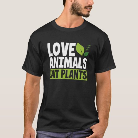 愛の動物食べ植物ビーガンベジタリアン動物 Tシャツ (正面)
