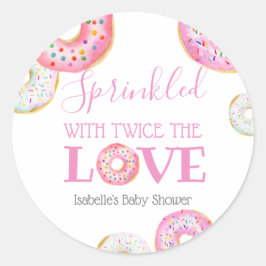 愛の双子のFAVが2回振りかけるピンクのドーナツ ラウンドシール