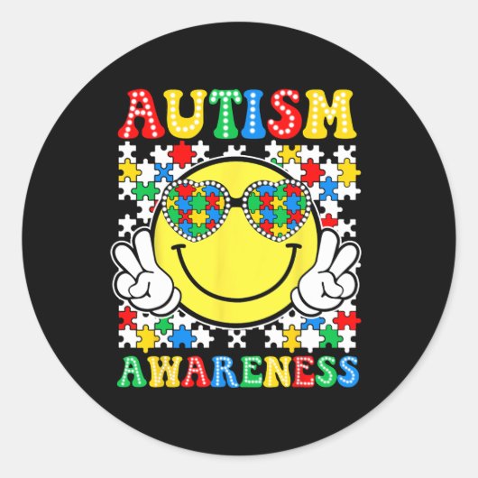 愛の受け入れ自閉症啓発支援Sq ラウンドシール (正面)