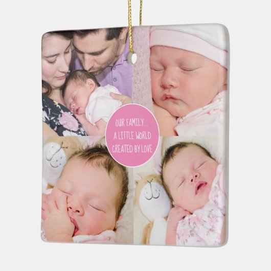 愛の名によって作られた5フォトファミリーの小さな世界 セラミックオーナメント (左)