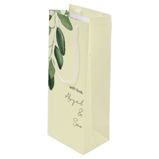 愛の名パーソナライズされた前は黄色結婚で ワインギフトバッグ (正面アングル)