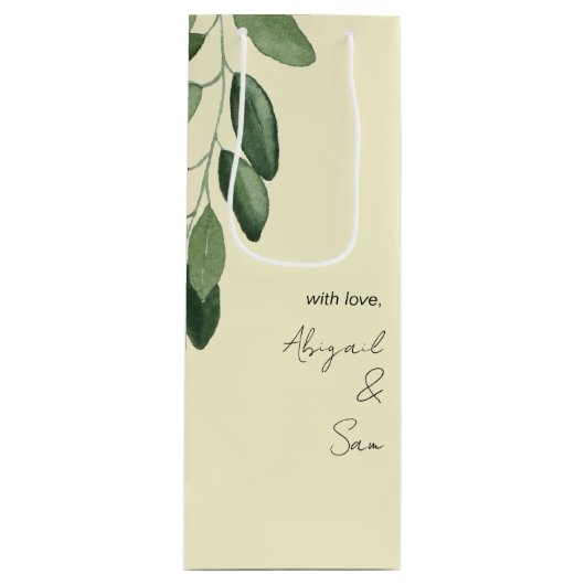 愛の名パーソナライズされた前は黄色結婚で ワインギフトバッグ (正面)